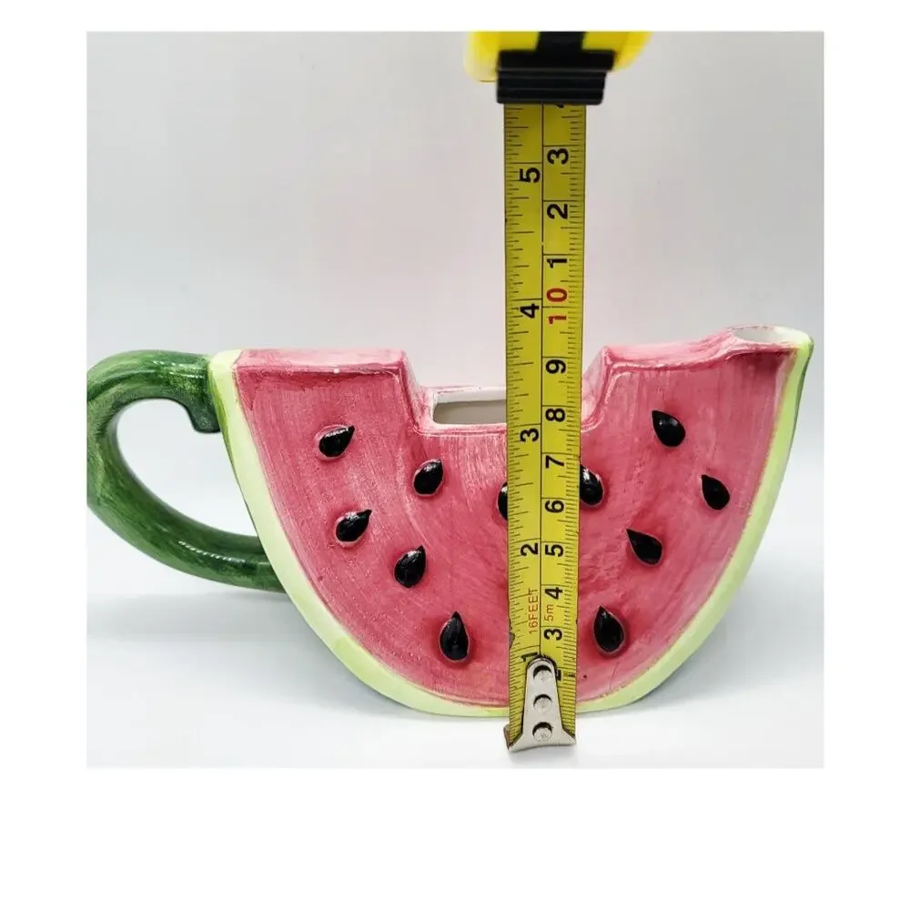Ceramic Watermelon Plate & Tea Cup Summer Decor Vintage Handmade Bundle LOT Set
